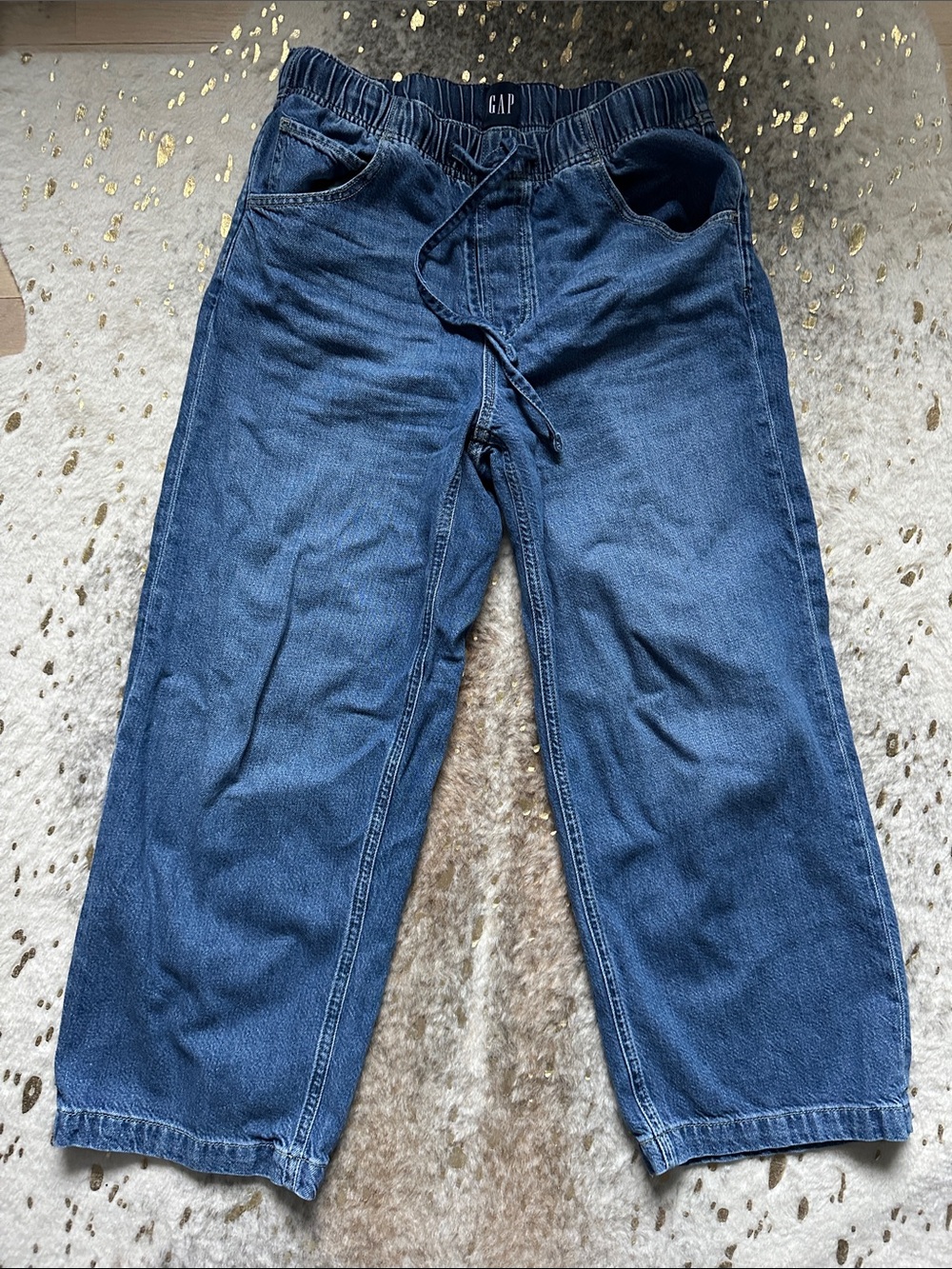 EUC Gap Drawstring Waist Wide Leg Ankle Length Jeans